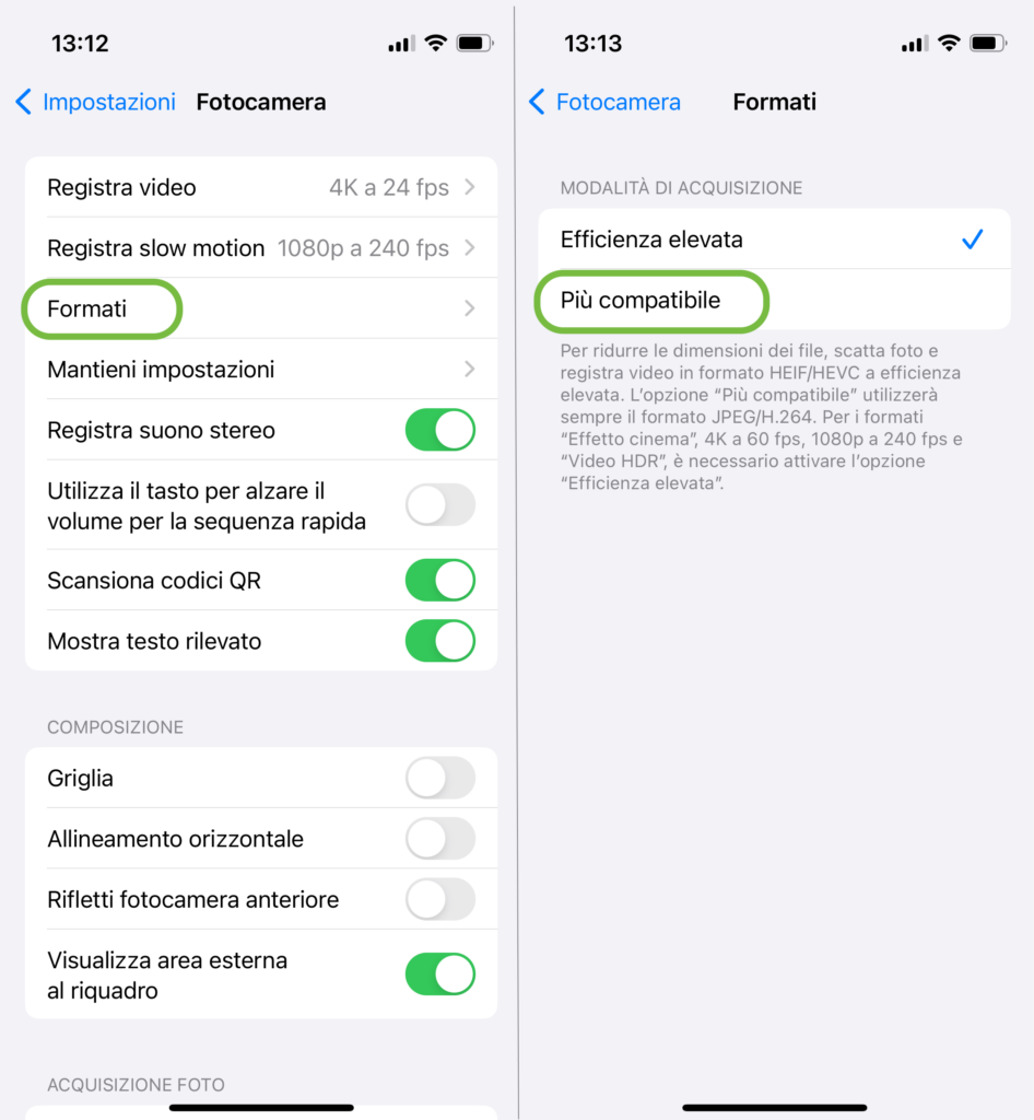 come cambiare formato foto iPhone